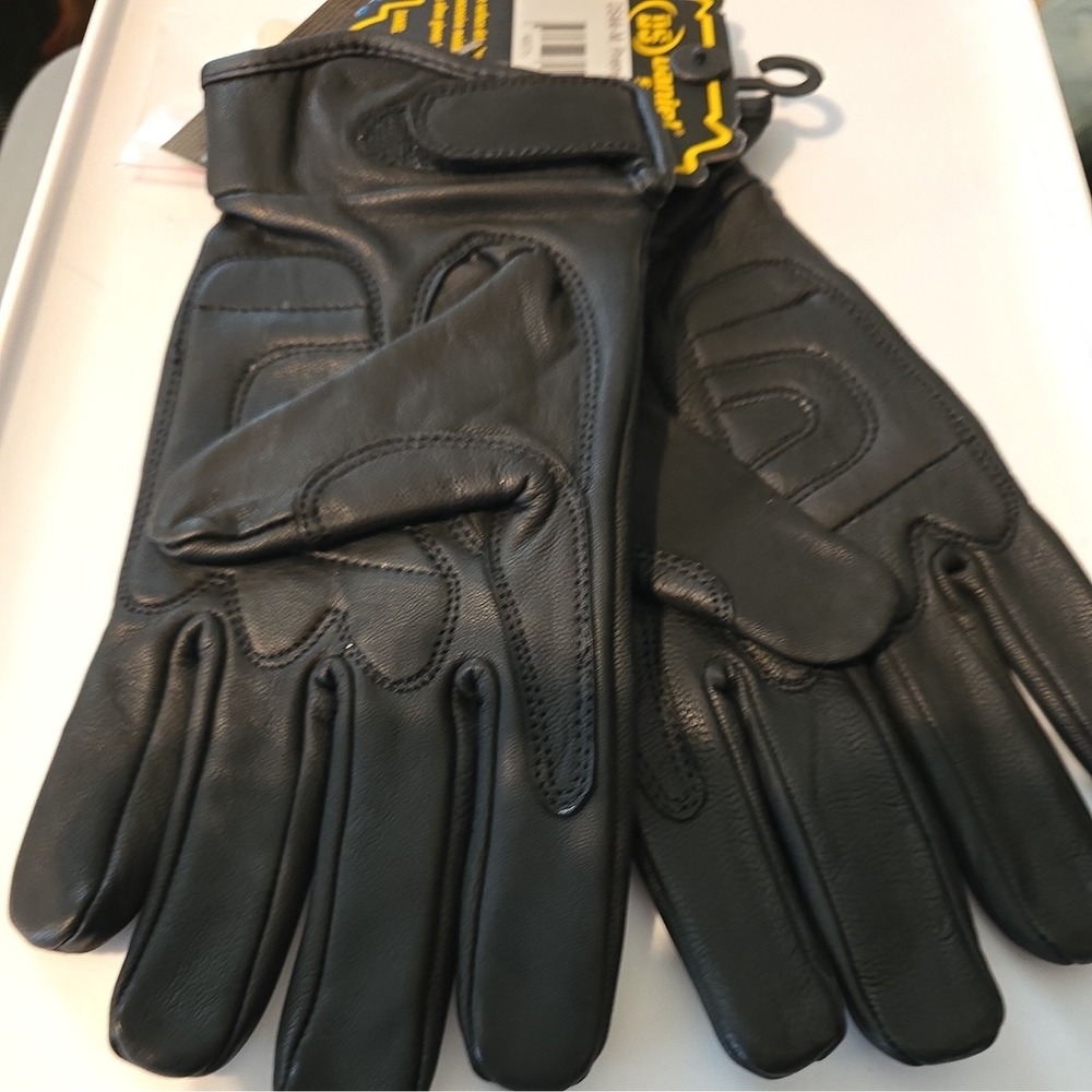 DS44-M Premium Black Motorcycle Biker Riding Full Finger Leather Gloves